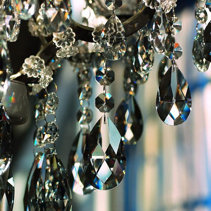1ft 8pcs Teardrop Crystals Garland, Hanging Chandelier Crystals Prism Beads Chain for Wedding Home Decoration Clear GOLDENHAITAI
