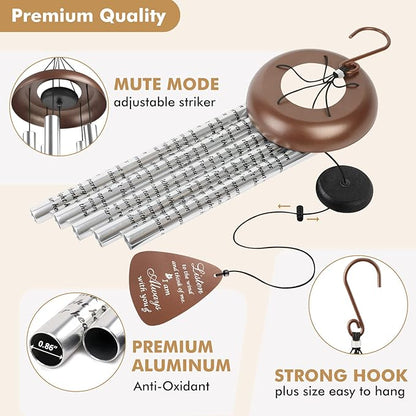 Sympathy Gift Wind Chimes for Outside - 36'' Large Memorial Gifts for Loss of Mother/Mom/Father, Bereavement Gift Ideas Windchimes Outdoors in Memory of Loved One, Condolence Remembrance Grief, Brown