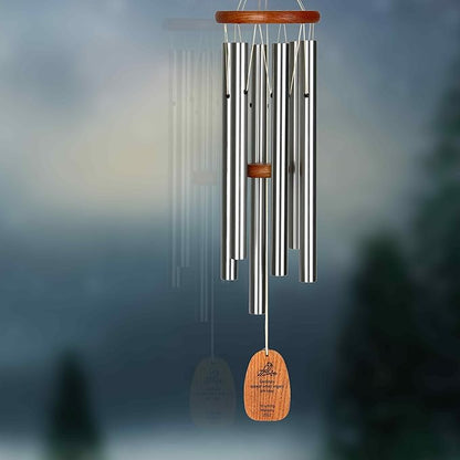 Woodstock Wind Chimes Personalized Amazing Grace Memorial Chime for Outside 24'' Medium Silver Sympathy Customized Cardinal Inspirational Wind Chime for Outdoor Patio Home Garden Decor