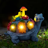 Solar Garden Outdoor Statues Turtle with Succulent and 9 LED Lights - Lawn Decor Tortoise Statue for Patio, Balcony, Yard Ornament - Unique Housewarming Gifts（8.5 Inch）