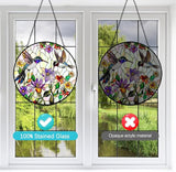 Hummingbird Sun Catcher Stained Glass Window Hanging - Wildflower and Bird Suncatchers for Windows Stained Glass Suncatcher - Sun Catchers Indoor Wall Art Home Decor Gift for Mom Grandma Bird Lovers
