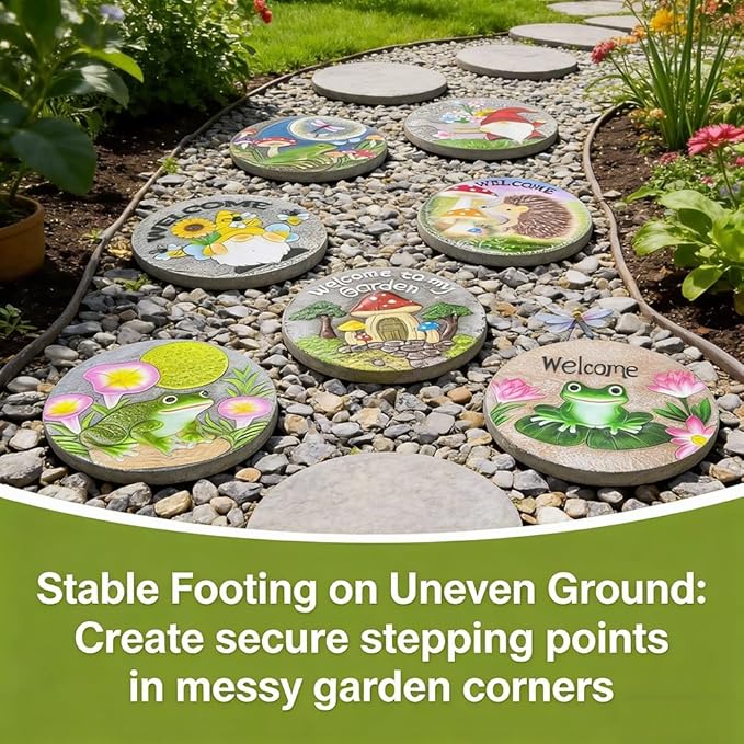 GZHERVICES Stepping Stone Ornaments for Courtyard Decor, Garden Landscape Stepping Stones and Lawn Walkway Pads, Decorative Garden Stones and Patio Path Pavers(Multi-Colored-G)
