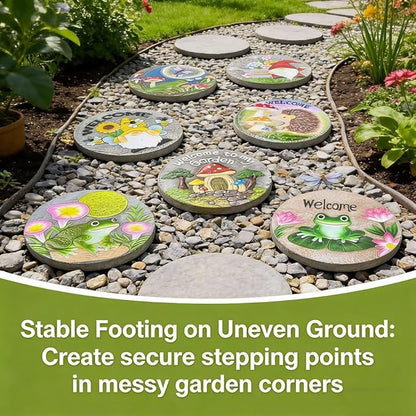 GZHERVICES Stepping Stone Ornaments for Courtyard Decor, Garden Landscape Stepping Stones and Lawn Walkway Pads, Decorative Garden Stones and Patio Path Pavers(Multi-Colored-G)