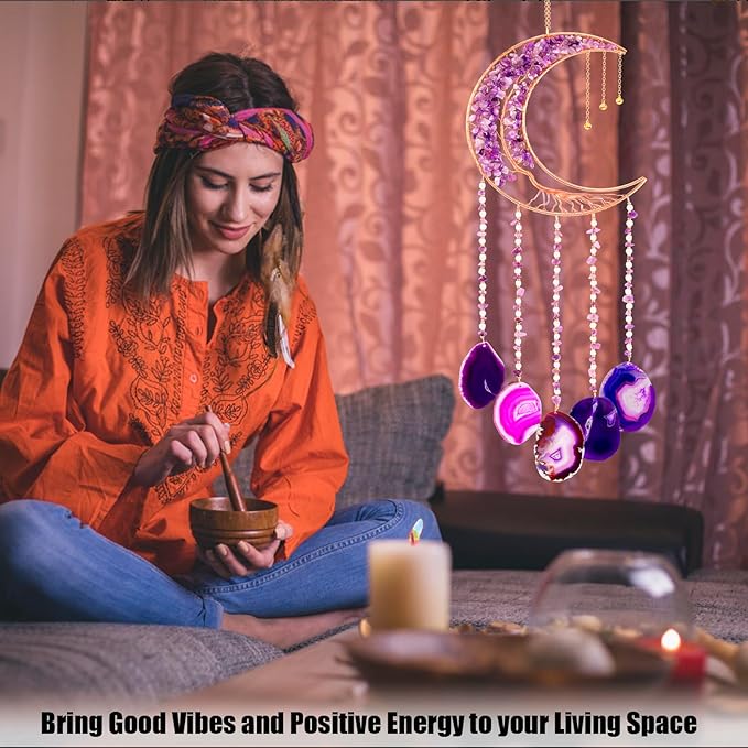 Birthday Gift for Women, Mom, Sister, Best Friend, Wife, Girlfriend, Bestie, Coworkers, Woman Gifts for Birthday, Christmas, Anniversary, Valentines Day, Amethyst Wind Chimes Purple Gifts for Women