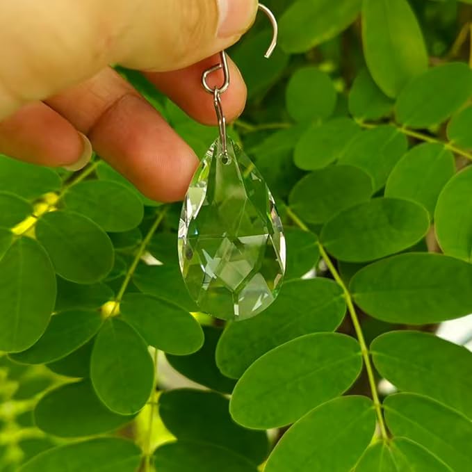 12 PCS Clear Crystal Glass Prism Suncatcher, Christmas Hanging Ornaments, Rainbow Pendants Maker, Hanging Crystals Prisms for Windows, Xmas Tree Decorations for Home Decor