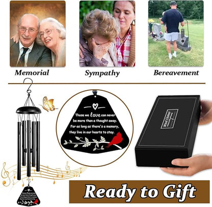 Memorial Wind Chimes,Sympathy Gift for Loss of Mother Father,30inch Sympathy Windchimes for Loss of Loved One,Cardinal Wind Chimes Outdoors Decor