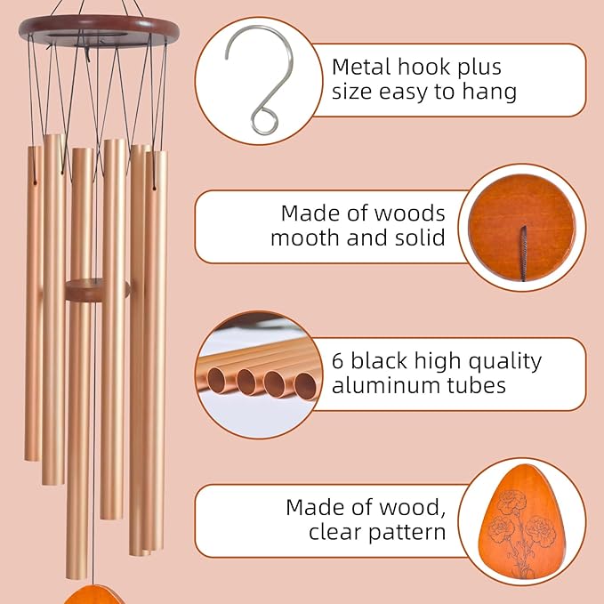 Gifts for Mom, 35'' Moms Wind Chimes, Thanksgiving Mother's Day Christmas Valentines Day Gift for Mom, Mother Birthday Gift from Daughter Son, Love Reminder Gifts
