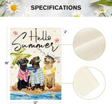 AVOIN colorlife Hello Summer Sea Beach Dogs Garden Flag 12x18 Inch Double Sided Outside, Floral Starfish Seasonal Holiday Yard Outdoor Decoration