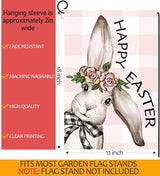 Happy Easter Garden Flags 12x18 Inch Vertical Double Sided Outside, Easter Bunny Rabbit Yard Flag Decor, Spring Summer Holiday Outdoor Seasonal Decorations for Home
