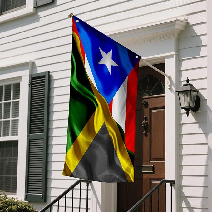 Puerto Rican Puerto Rico And Jamaica Jamaican Flag 3x5 Ft Double-Sided Printed Indoor/Outdoor Flag Polyester Fabric Decorative Banner With 2 Brass Grommets 3x5 Foot National Flags For Outside
