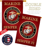 Breeze Decor FK108057-BO Marine Corps Americana Military Decorative Vertical Flags Kit, House & Garden Set w/Flagpole, Multi-Color