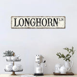 Madcolitote Personalized Longhorn Street Sign Vintage Longhorn Wood Signs Farmhouse Wall Art Rustic Wall Decorations for Living Room Home Decor for Home Bars Clubs Cafes Man Cave Party 4x18in