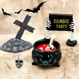Suartus Halloween Miniature Figurines - 18Pcs Resin Ghost Tombstones Skull Heads Scene Ornaments Halloween Garden Accessories Mini Figurine Decorations for Outdoor Statues Home Village Crafts Decor