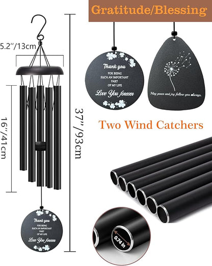 Thank You Gifts for Women Men, 37" Wind Chimes Outdoor Large for Deep Tone, Appreciation Gifts with 2pc Wind Catchers for Mother's Day Employee Coworkers Colleague Teachers Nurses for Family Friends