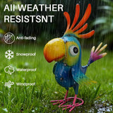 Metal Parrot Statue Outdoor Garden Decor,15" Bird Decor Yard Statue Decorations Outdoor,Funny Parrot Sculpture for Patio, Lawn, Backyard