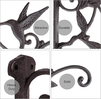 SEISSO Hanging Plant Bracket Iron Hummingbird Plant Hanger Wall Decor, Vintage Home Heavy-Duty Metal Hooks for Flower Pots Bird Feeder Lanterns Wind Chime
