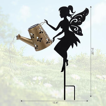 Afirst Solar Lights Outdoor Garden Decor Solar Fairy Decorative Stake Light with Watering Can Decorative Metal Outdoor Ornament for Yard Pathway Lawn Patio