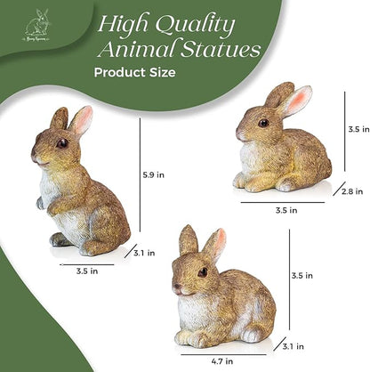 3 Pcs Bunny Decor Figurines Garden Decorations, Cute Bunny Yard Statues Outdoor, Easter Rabbit Statues, Hand-Painted Resin Animal Figurines for Home Table Decor
