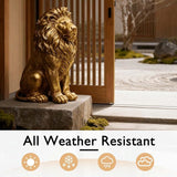 24" Large Golden Lion Statue for Garden, Outdoor Sculpture, Animal Decor for Yard Porch Entryway Patio Living Room (Large, Lion)
