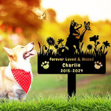 Custom Husky Dog Memorial Grave Marker,Personalized Metal Flora Dog Memorial Stake,Dog Memorial Plaque Burial Stake Engraved Sign,Sympathy Grave Stake for Lost Dog,Dog Statue Headstone