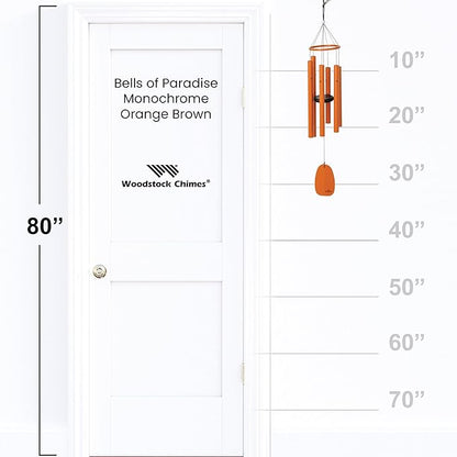 Woodstock Chimes Bells of Paradise Medium 32" Orange Outdoor Memorial Gift, Wind Chimes for Backyard, Porch, Garden Patio Decor, Deep Tone Windchime BPMTER