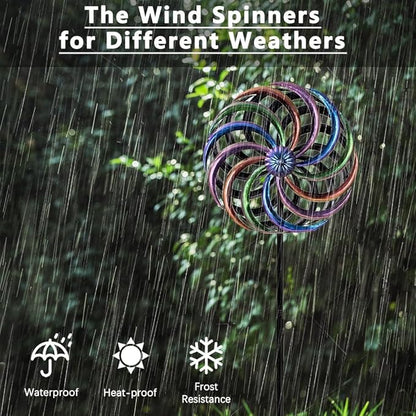 DREAMYSOUL Wind Spinner Outdoor, 13" Dia Rainbow Metal Wind Spinners, Dual Kinetic Wind Spinners for Yard Garden Outside Patio Lawn Decor