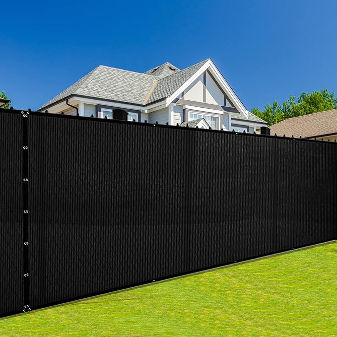 BOEN Privacy Screen Fence Netting Mesh Fabric Windscreen with Reinforced Aluminum Grommets for Garden Fence Or Any Outdoor Metal or Wooden Fencing (5' x 300', Black)