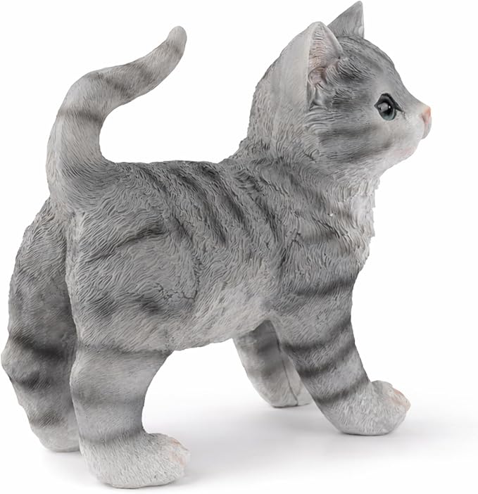 Orange Standing Cat Statues Outdoor Decorative, Cat Memorial Statue for Yard Lawn Patio Porch, Garden Pet Grave Marker Figures,