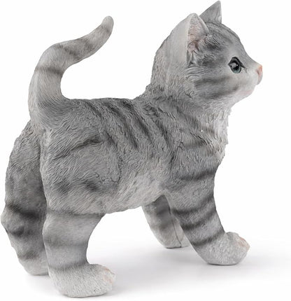Orange Standing Cat Statues Outdoor Decorative, Cat Memorial Statue for Yard Lawn Patio Porch, Garden Pet Grave Marker Figures,