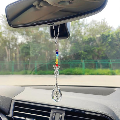 Crystal Sun Catcher Rear View Mirror Accessories, Colorful Crystals Suncatcher Car Mirror Hanging Accessories Car Decor, Hanging Ornament for Window Home Garden etc.