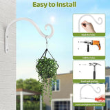 BOLITE Plant Hangers Outdoor Indoor, 12 Inch Wall Plant Hooks, Metal Bird Feeder Hanger for Hummingbird Feeders, Planters, Lanterns, Wind Chimes, Home Decor, 2 Pack, White, Gifts for Women Men