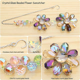 Crystal Flower Suncatcher Hanging Ornament, Rainbow Maker Window Sun Catcher Indoor Outdoor Patio Garden Decor (Deep Multicolor)