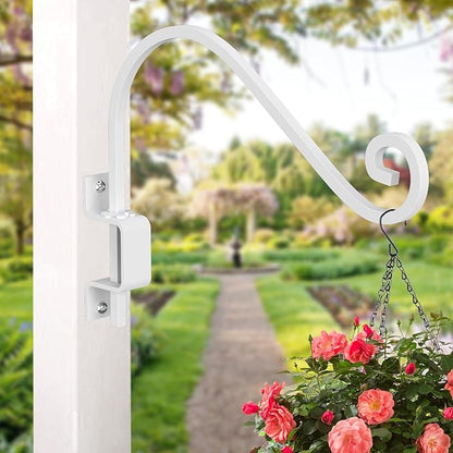 2 Pack 15" Swivel Plant Hangers Outdoor Wall Mount – Heavy Duty Metal Hanging Plant Bracket with 180° Rotation for Bird Feeder, Flower Basket, Lantern, Wind Chimes, Patio Garden Porch Decor (White)