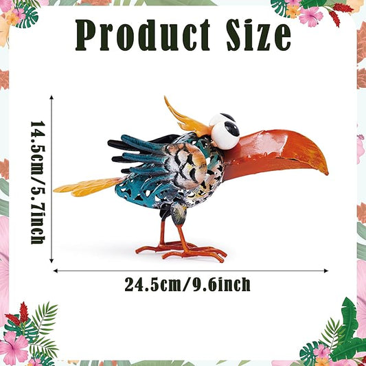 Bird Sculpture Yard Decor - Funny Shut Up Big Eyes Metal Birds Statue for Garden Patio Lawn Outdoor Standing, Art Figurine Desk Decoration Ornament Gifts for Housewarming Christmas