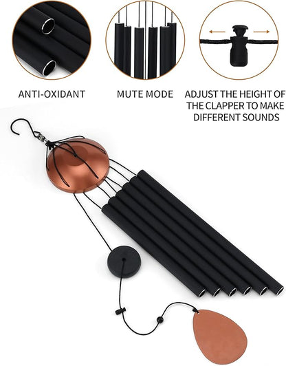 Large Alu Wind Chimes 37 Inch Zen Atmosohere A Gift for Mon Neighbor Suit for Garden Outdor Yoga Patio Decoration Unisex Black