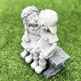Elenon Boy and Girl Garden Statue Decor, Couple First Kiss Garden DecorativeSculpture for Yard Patio Art Flower Bed Decoration, 8 1/4" L x 4 3/4" W x 9" H