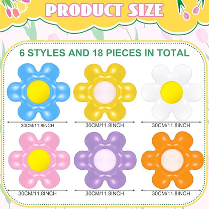 18 Pcs Spring Daisy Flower Inflatable Balls Blow up Daisy Flower Inflatable Decoration Colorful Spring Inflatable Hanging Ornament Flower Shape PVC Yard Decors for Indoor Outdoor (Modern)