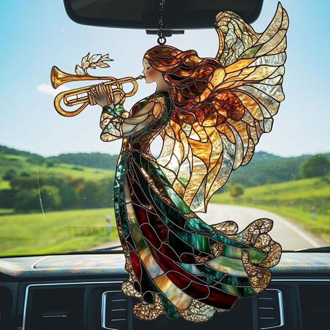 Angel Acrylic Suncatcher Stained Glass Effect Window Car Hanging Christmas Ornament Indoor Outdoor Decor Garden Sun Catcher Panel for Fairy Lover for Women Mom Grandma