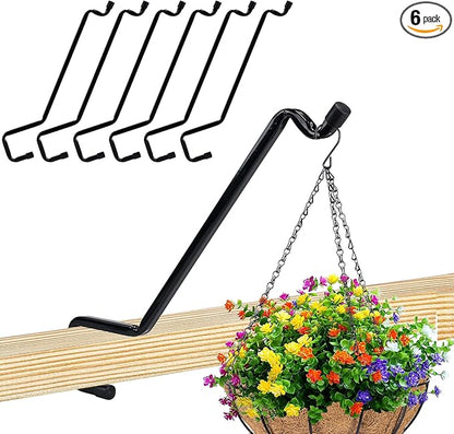 6-Pack Heavy Duty Swivel Deck Hook Rail Hanger for Hanging Bird Feeders, Plants, Wind Chimes, Lanterns - Fits Rails 2x4, 2x6 and 2x8