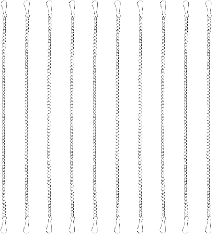 ElevateTech 10PCS 20 Inch Metal Chain, Stainless Steel Hanging Chainswith Safety Hooks for Stained Glass Panels Picture Hanging Chain Outdoor Decorative Chains for Walls Gardens and Kitchens