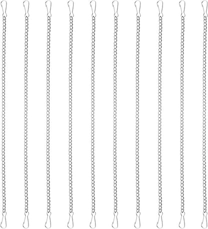 ElevateTech 10PCS 20 Inch Metal Chain, Stainless Steel Hanging Chainswith Safety Hooks for Stained Glass Panels Picture Hanging Chain Outdoor Decorative Chains for Walls Gardens and Kitchens