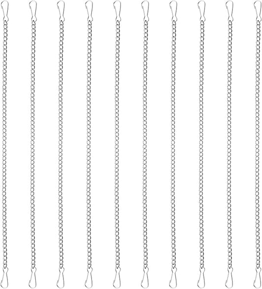 ElevateTech 10PCS 20 Inch Metal Chain, Stainless Steel Hanging Chainswith Safety Hooks for Stained Glass Panels Picture Hanging Chain Outdoor Decorative Chains for Walls Gardens and Kitchens