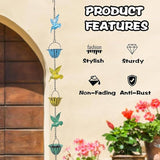 Rain Chains for Gutters, 7.87Ft Hummingbird and Cup Rain Chains for Gutters, Adjustable Rain Chimes for Outside Replacement Downspout for Gutters Eaves Drainage, Green