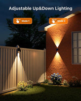 8 Pack Solar Powered Fence Lights Outdoor Waterproof Wall Mount Up and Down LED Decorative Lamps for Outside Patio, House, Backyard, Porch, Deck, Garden with Bright Lens Easy to Install (Warm White)