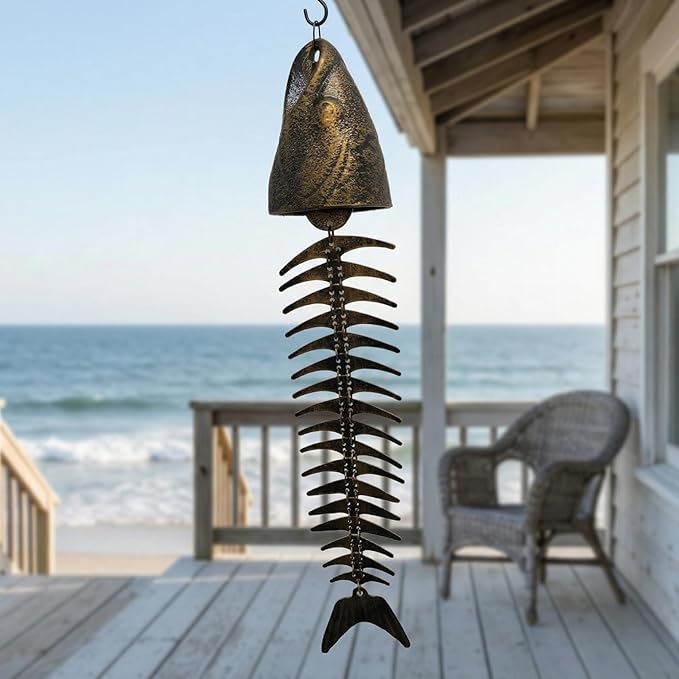 Fish Wind Chime, Durable Metal Fish Windchimes, Sound Crispy and Pleasant, Melodic Tones - Ideal for Patio, Garden, Porch, Yard, Balcony, and Poolside Ambiance