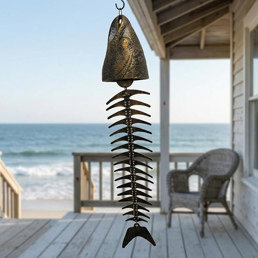 Fish Wind Chime, Durable Metal Fish Windchimes, Sound Crispy and Pleasant, Melodic Tones - Ideal for Patio, Garden, Porch, Yard, Balcony, and Poolside Ambiance