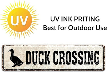Duck Crossing Signs - Duck Crossing Road Sign 4x16 Inch, Duck Pond Sign Funny Novelty Metal Tin Sign Farm Organic Country Home Decor Wall Sign Suitable for Indoor and Outdoor Yard Sign