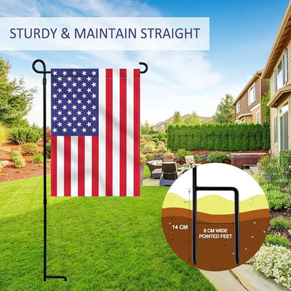 2PC Garden Flag Holder Stand, Premium Yard Flag Holder Weather-Proof Metal Powder-Coated Flagpole with Clip and Stopper for Easter Garden Flag, Spring Garden Flag, Outdoor Garden Decor