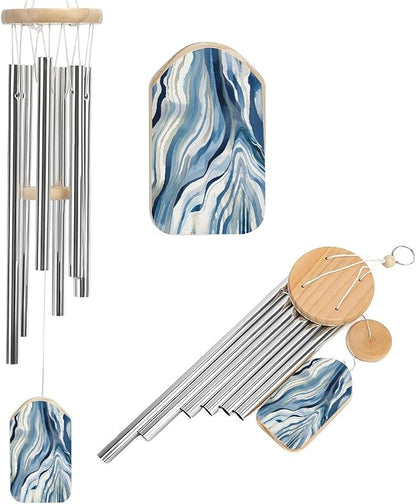 Wind Chimes for Outside,Marble Texture Printed Cute Aluminium Windchimes Outdoors,Soothing Melodic Memorial Wind Chime for House Porch Patio Garden Balcony Decor