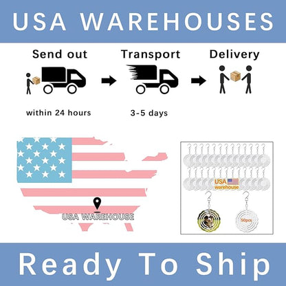 50 Pcs Sublimation Wind Spinner Blanks Bulk USA Warehouse Aluminum Metal Wind Spinners Hanging Sublimation Ornaments for Heat Press Transfer Sublimation Blank Wind Spinners DIY Gift